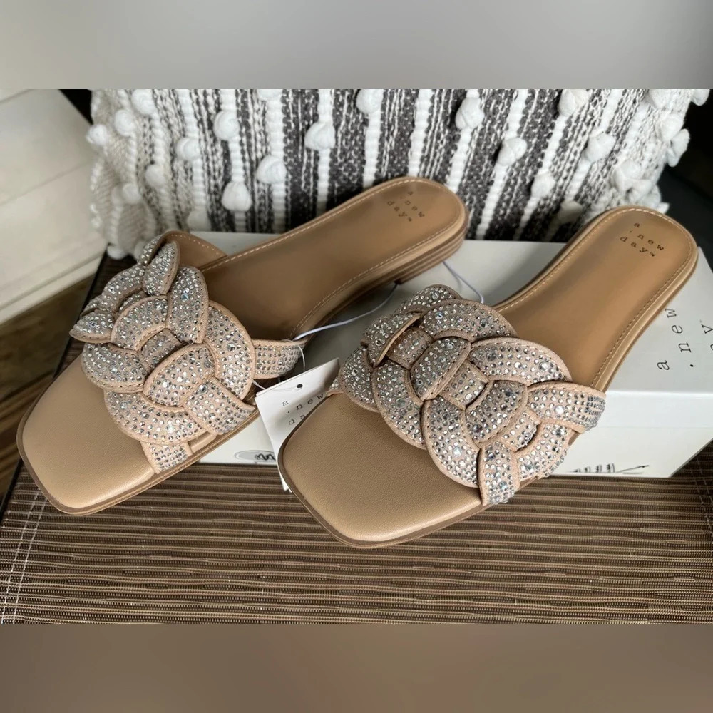 A New Day Maggie Rhinestone Slides NWT